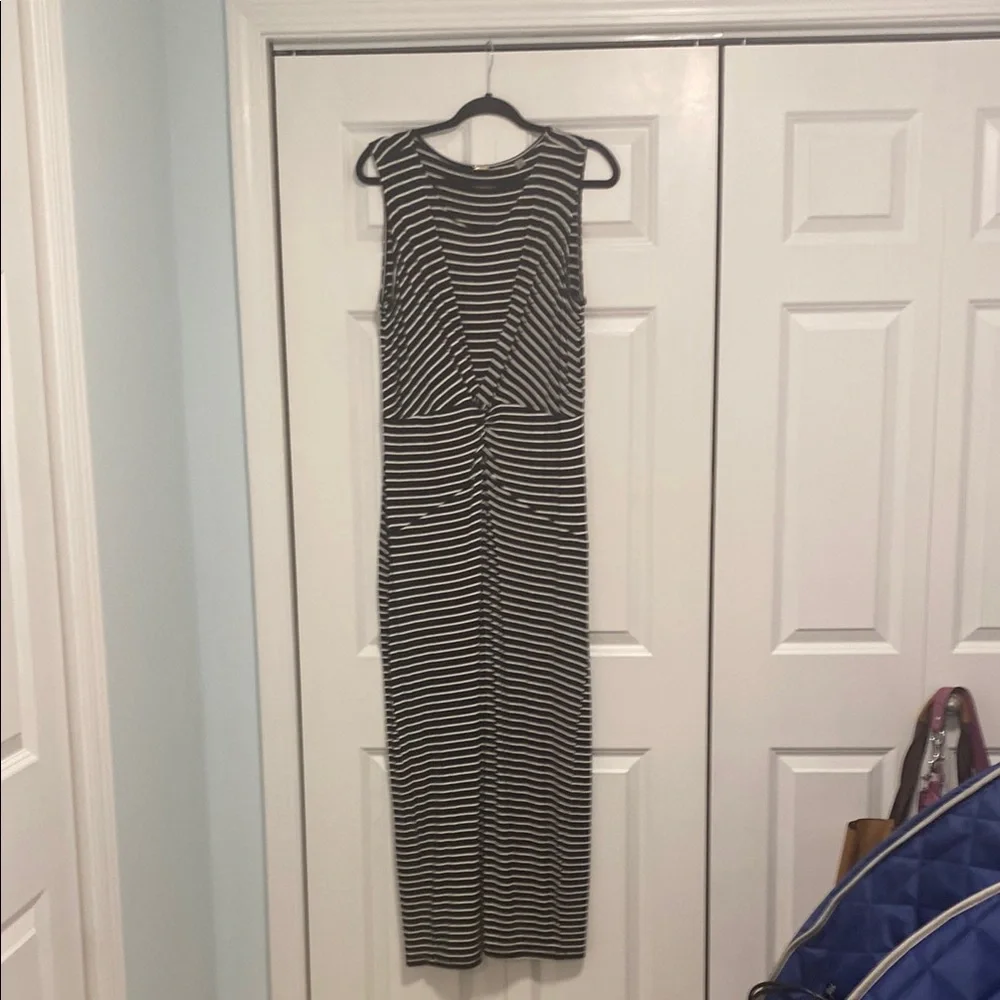 Chic Black and White Striped Maxi Dress - Picture 1 of 4